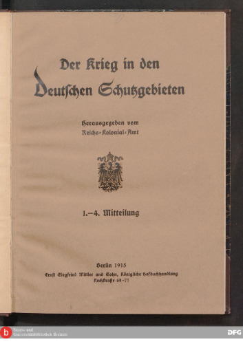 Der Krieg in den deutschen Schutzgebieten
