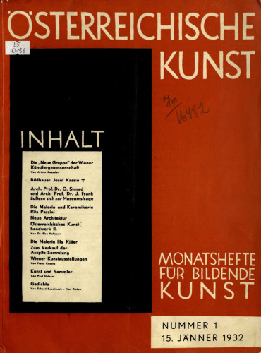Österreichische Kunst : Monatshefte für Bildende Kunst