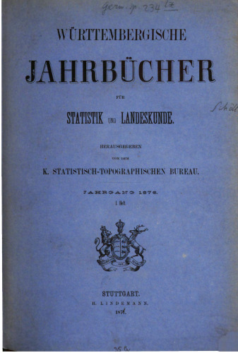 Württembergische Jahrbücher für Statistik und Landeskunde