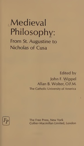 Medieval philosophy: from St. Augustine to Nicholas of Cusa