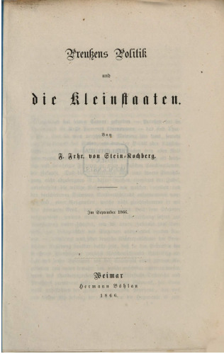 Preußens Politik und die Kleinstaaten