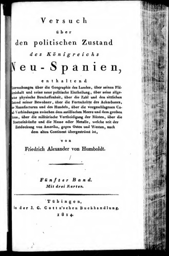 Versuch über den politischen Zustand des Königreichs Neu-Spanien