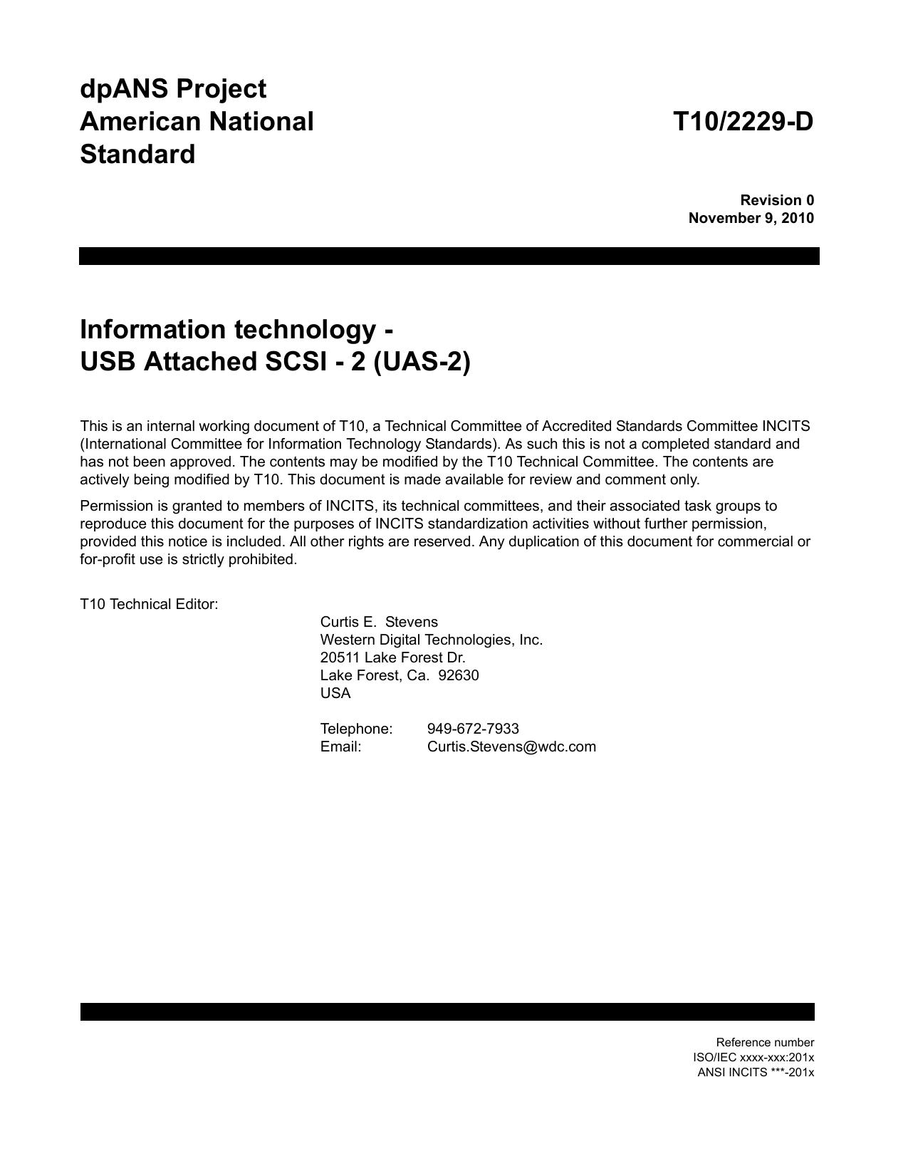 USB Attached SCSI - 2 (UAS-2 r00)