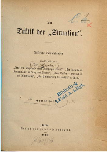Zur Taktik der "Situation" ; taktische Betrachtungen