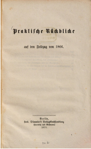 Praktische Rückblicke auf den Feldzug von 1866