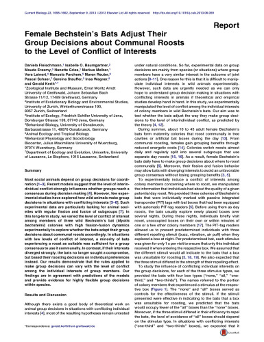 Female Bechstein’s bats adjust their group decisions about communal roosts to the level of conflict of interests