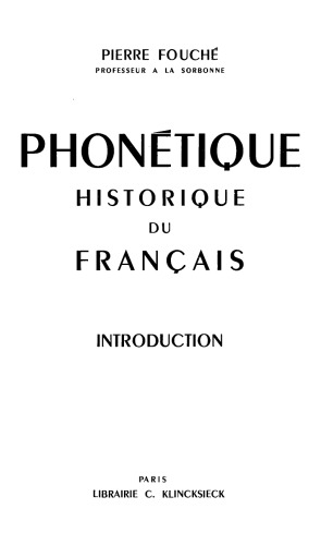 Phonétique historique du français : introduction