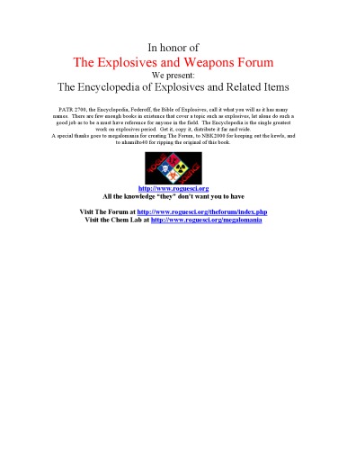 Encyclopedia of Explosives and Related Items (Vol 08)