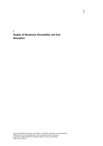 Drug Bioavailability: Estimation of Solubility, Permeability, Absorption and Bioavailability