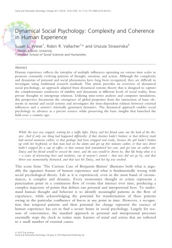 Dynamical Social Psychology: Complexity and Coherence in Human Experience