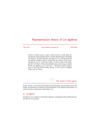 Representation theory of Lie algebras