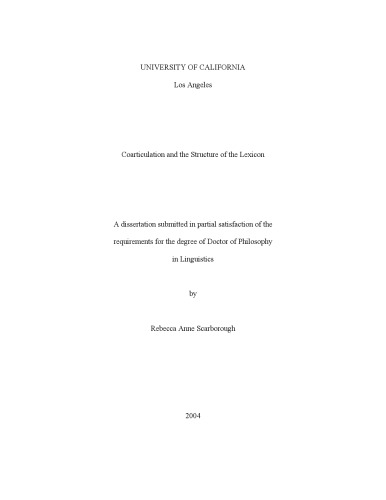 Coarticulation and the Structure of the Lexicon