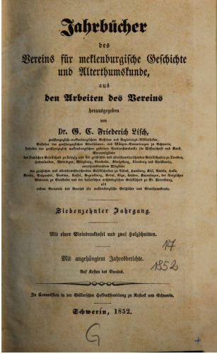 Jahrbücher des Vereins für mecklenburgische Geschichte und Altertumskunde