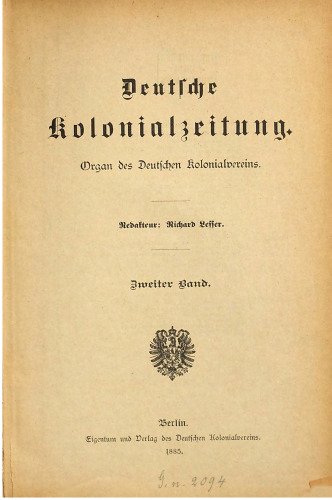 Deutsche Kolonialzeitung. Organ des Deutschen Kolonialvereins