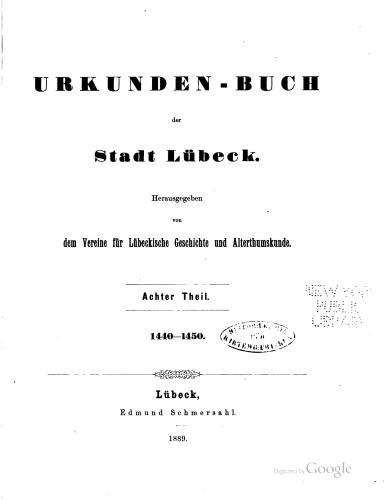 Urkundenbuch der Stadt Lübeck. 1440 - 1450