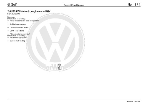 VW 85 kW Motronic, engine code BHY - Current Flow Diagram