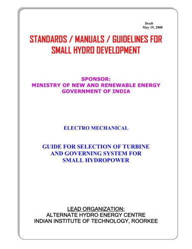 Selection of Turbine for SHP (Draft), AHEC Roorkee, India