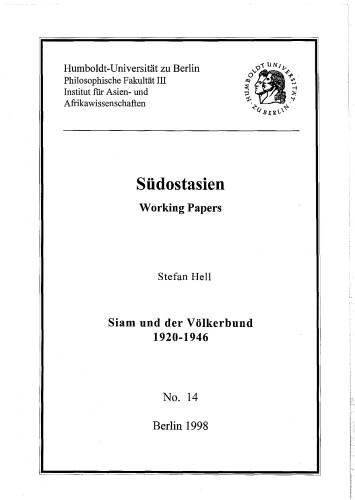 Siam und der Völkerbund 1920-1946