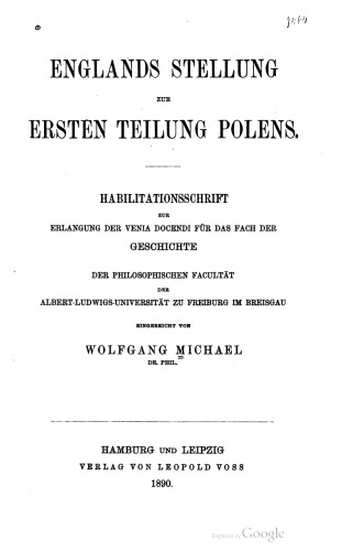 Englands Stellung zur ersten Teilung Polens