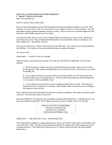 Practical Excercises for Inner Harmony