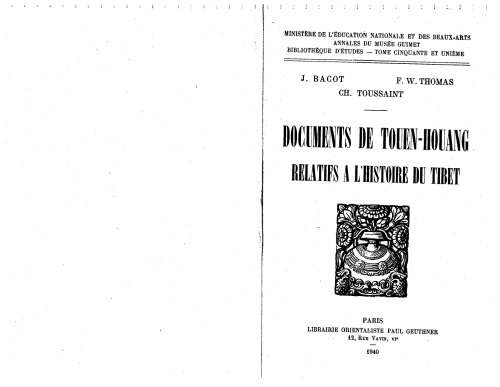 Documents de Touen-Houang relatifs à l'histoire de Tibet