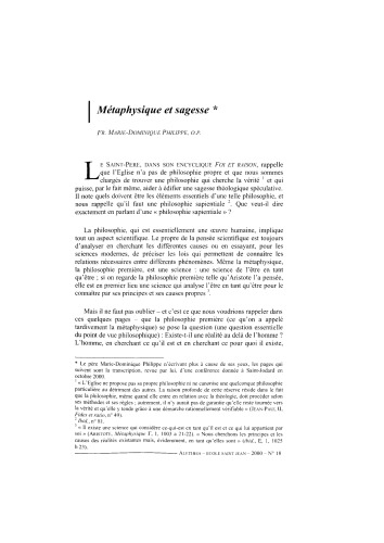 Aletheia n°18 Métaphysique et sagesse