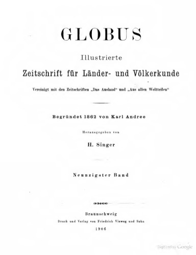 Globus. Illustrierte Zeitschrift für Länder- und Völkerkunde