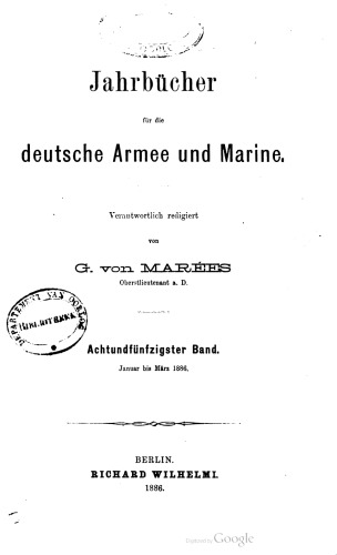 Jahrbücher für die Deutsche Armee und Marine / Januar bis Juni 1886