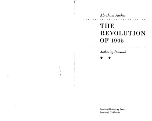 The Revolution of 1905 ; Authority Restored