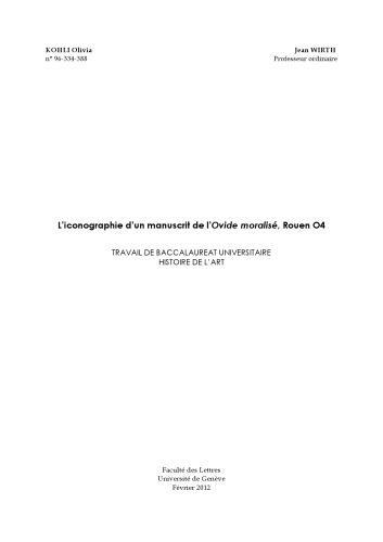 L'iconographie d'un manuscrit de l'Ovide moralisé, Rouen O4