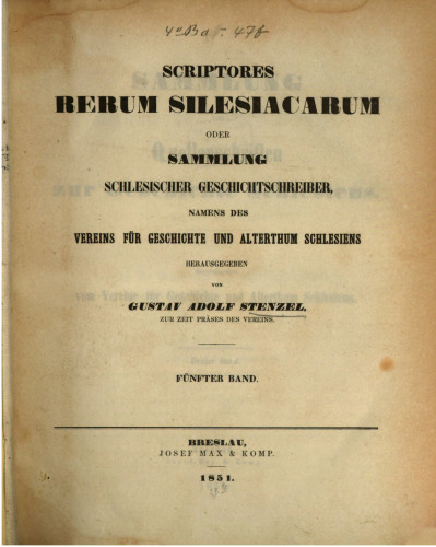 Sammlung von Quellenschriften zur Geschichte von Schlesien