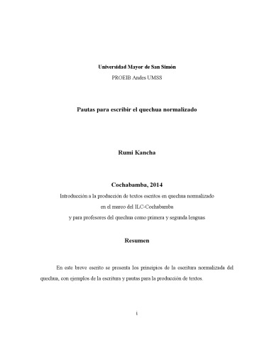 Pautas para escribir el quechua normalizado
