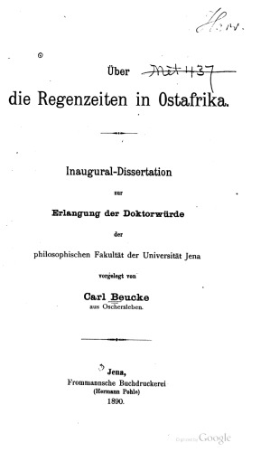 Über die Regenzeiten in Ostafrika