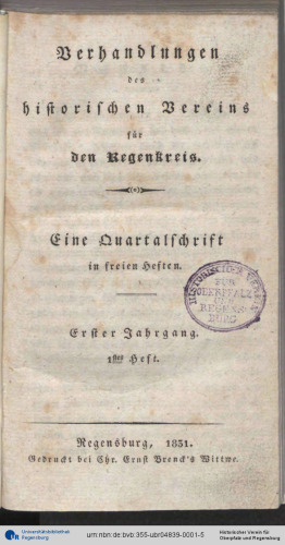 Verhandlungen des Historischen Vereins für den Regenkreis