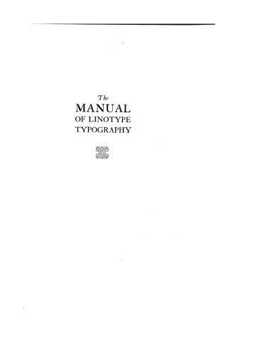 The Manual Of Linotype Typography