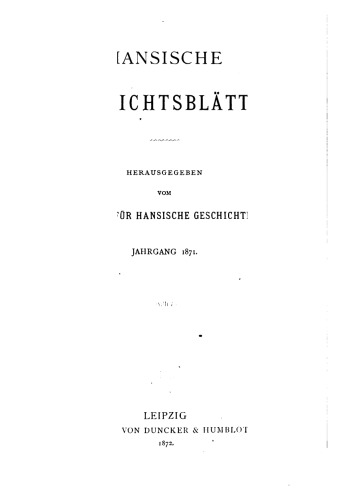 Hansische Geschichtsblätter