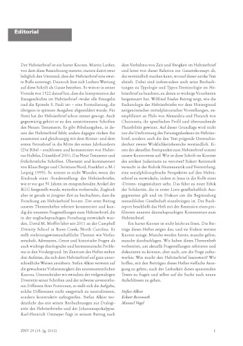 Zeitschrift für Neues Testament (ZNT). Heft 29