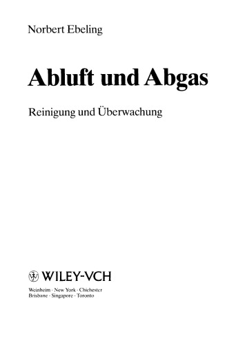 Abluft und Abgas. Reinigung und Uberwachung