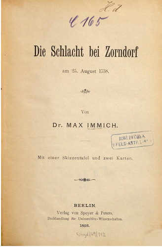 Die Schlacht bei Zorndorf am 25. August 1758