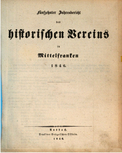 Jahresbericht des Historischen Vereins in Mittelfranken