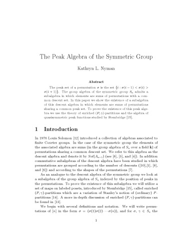 The Peak Algebra of the Symmetric Group