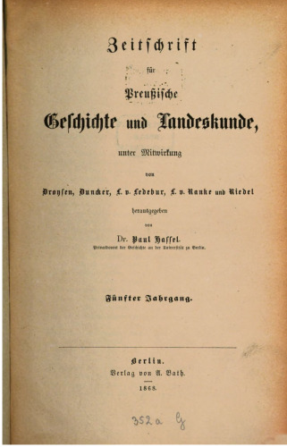 Zeitschrift für preussische Geschichte und Landeskunde
