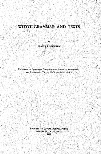 Wiyot grammar and texts