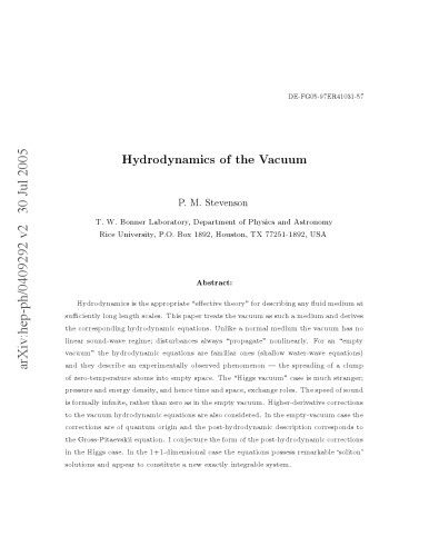Vacuum Hydrodynamics