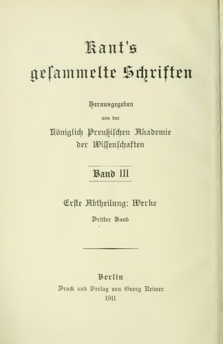 Werke / Kritik der reinen Vernunft : 2. Auflage 1787