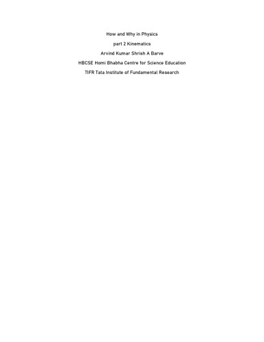 How and Why in Physics, Part 2: Kinematics