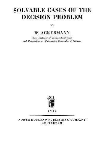 Solvable Cases of the Decision Problem