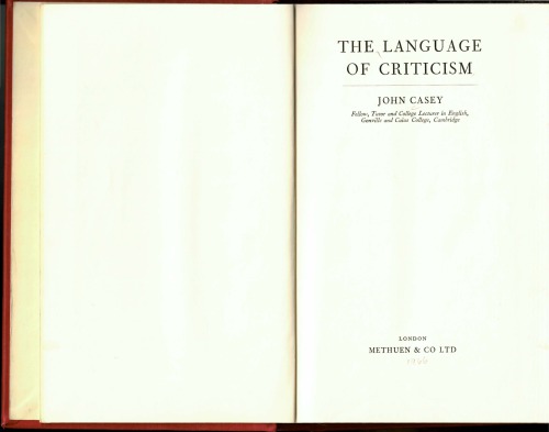 The Language of Criticism