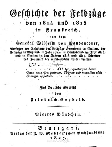 Geschichte der Feldzüge von 1814 und 1815 in Frankreich