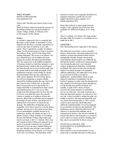 What is life?: The physical aspect of the living cell